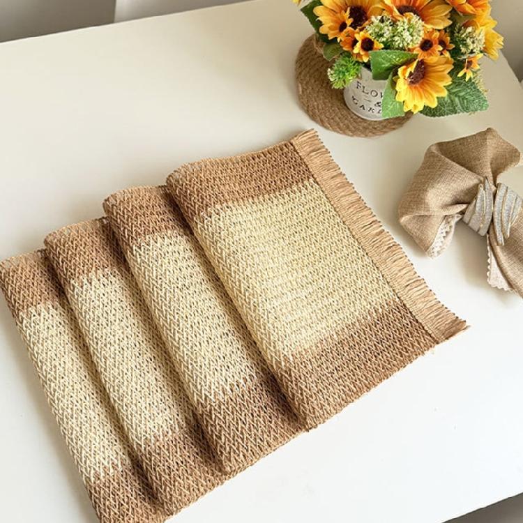 Decorative And Functional Paper Rope Woven Striped Coaster With Heat Insulation For Enhancing Dining Experiences