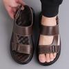 Sandals men's new first-layer cowhide tide summer non-slip outer wear beach shoes driving outside wear casual cool slippers