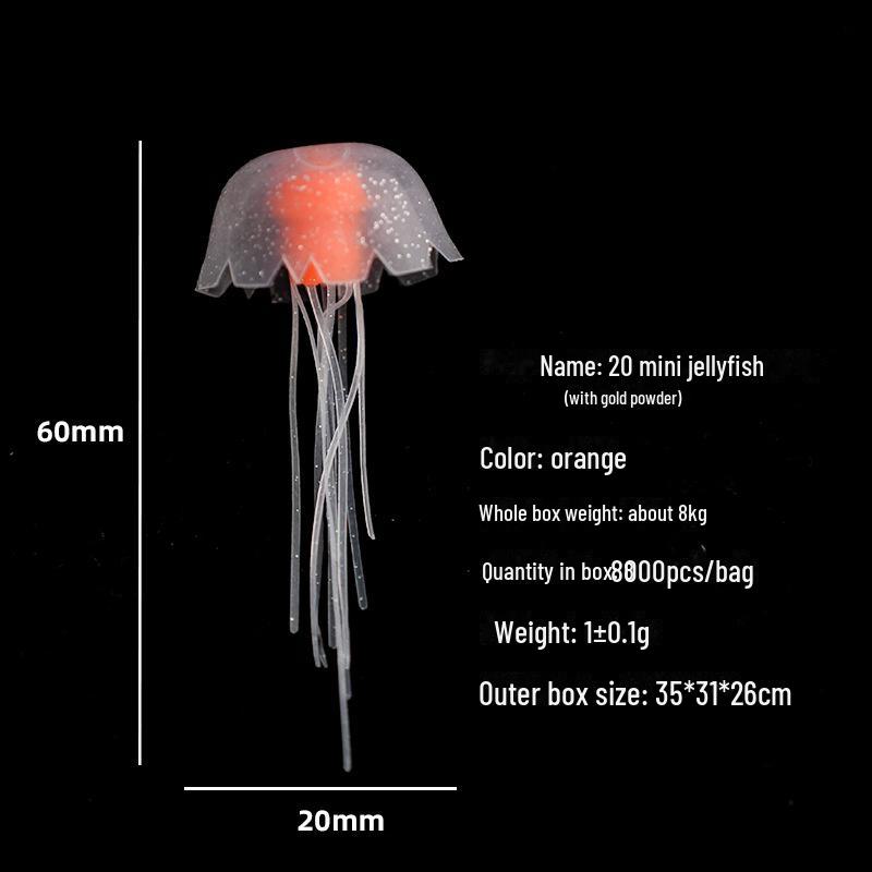 Mini Luminous Silicone Jellyfish for Aquarium Decoration