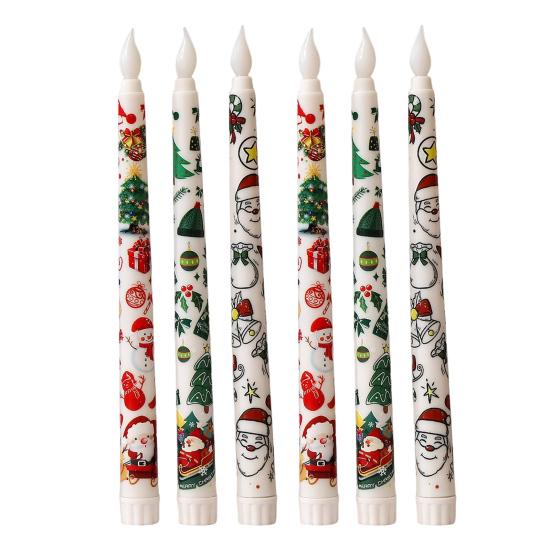 6Pcs LED Taper Candles Battery Operated Flameless Candles with Remote Control Christmas Light-up Candles for Home Winter Festive Decor