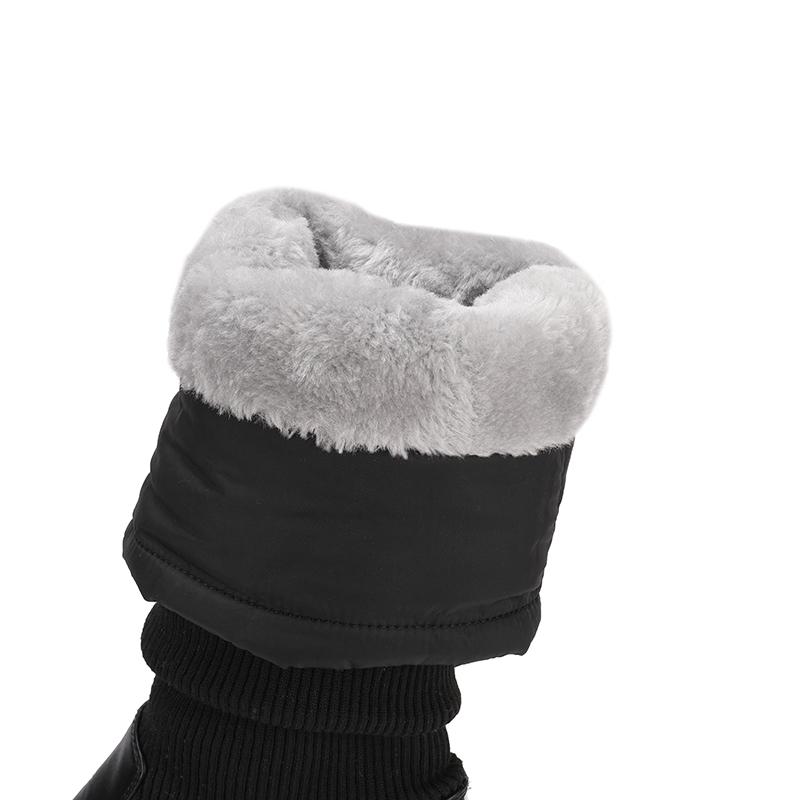 Women Snow Boots Winter Waterproof Down Patchwork Leather Platform Boots Knee High Keep Warm Plush Shoes