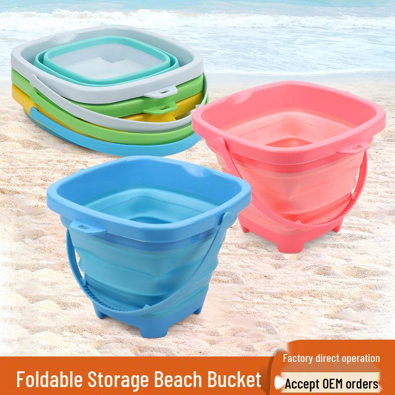 Foldable Multi-functional Sand & Water Bucket: Children's Outdoor Beach and Fishing Toy with Portable Storage