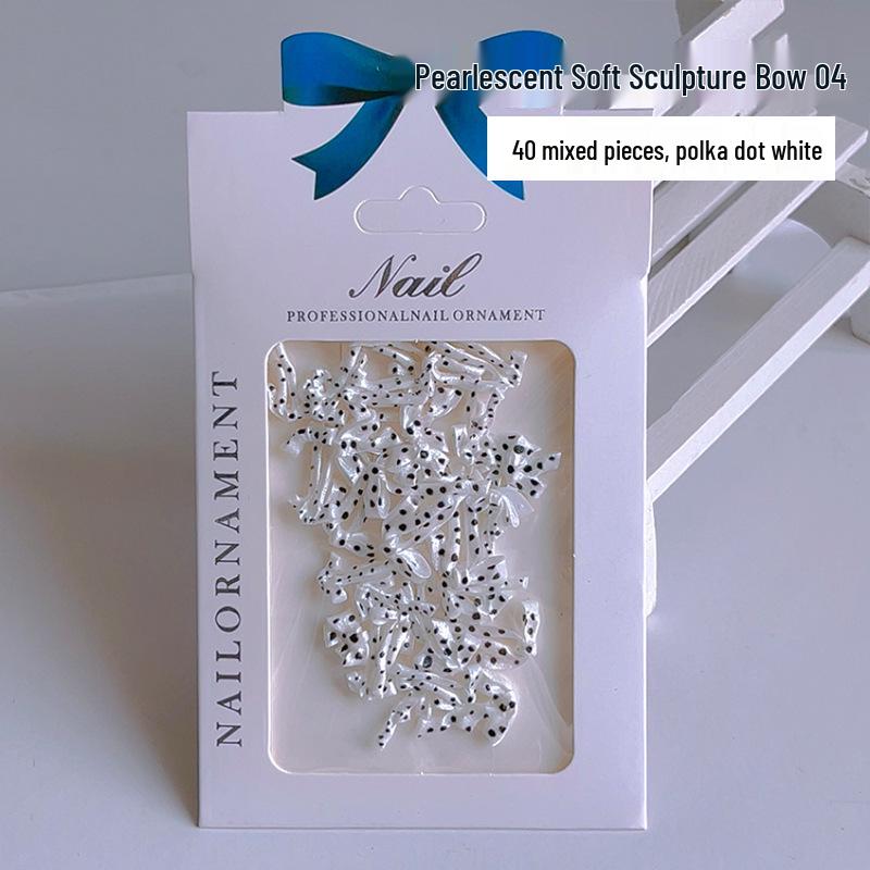 12-Grid Nail Art Satin Bow Ornaments: Pearlescent Resin Bow Tie Decorations