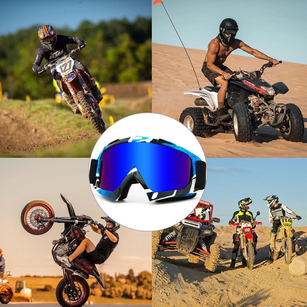 Dirt Bike Goggles 2Packs Motorcycle ATV UV Motocross Off Road Riding Helmet MX Goggles For Adult Youth Kids