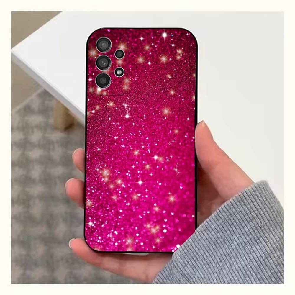 Dazzling Pink Glitter Case For Samsung S21,S20,S10,Plus,S9,S22,S25,Ultra,S24,S23,FE,Lite,Soft Silicone Black