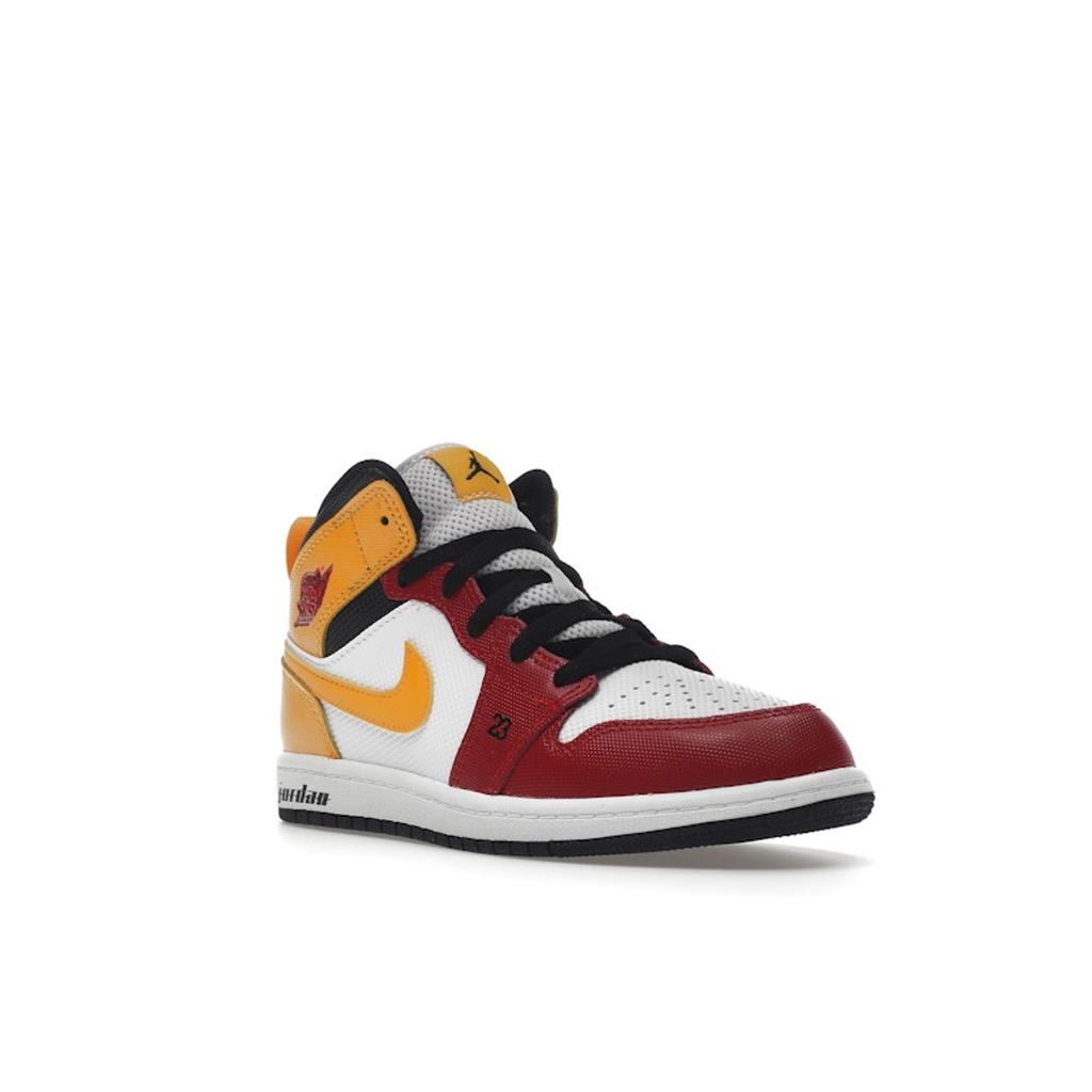 Air Jordan 1 Mid SE PS Motorsport Kids Sneakers White Black University-Gold DJ0337-067