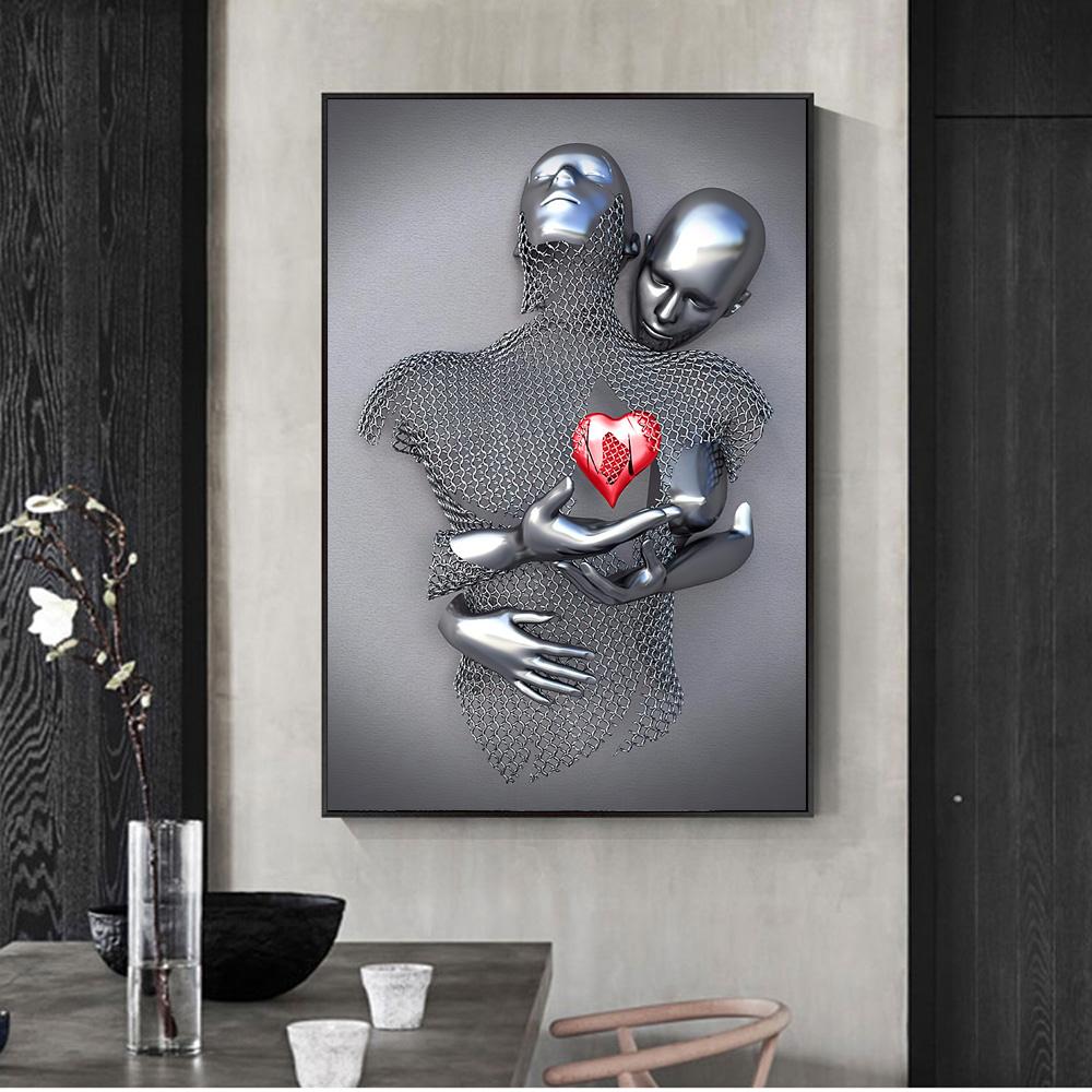Kovové figurky Nástěnné Umělecké obrazy Tisk na plátně Art Lover Plakáty a grafiky Portrétní malby Home Decor Bez rámečku