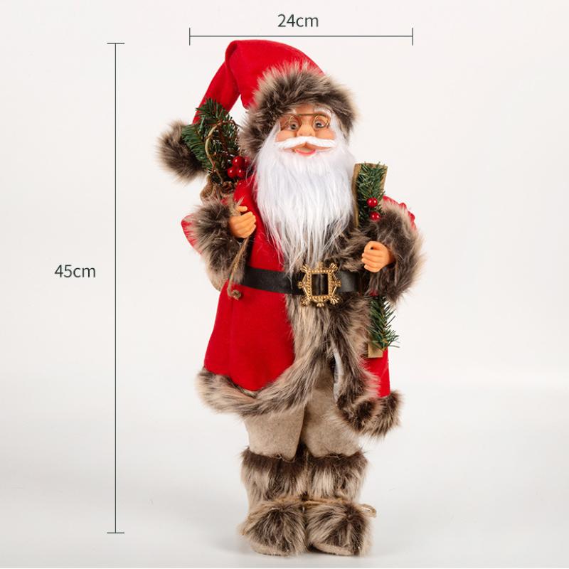 Christmas Decorations pink Santa Claus Dolls Standing Christmas Figurine Holiday Decoration Ornaments Layout Window Decoration