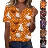 Women's T Shirt Print Button Short Sleeve Daily Weekend Fashion Basic V- Neck Regular Top