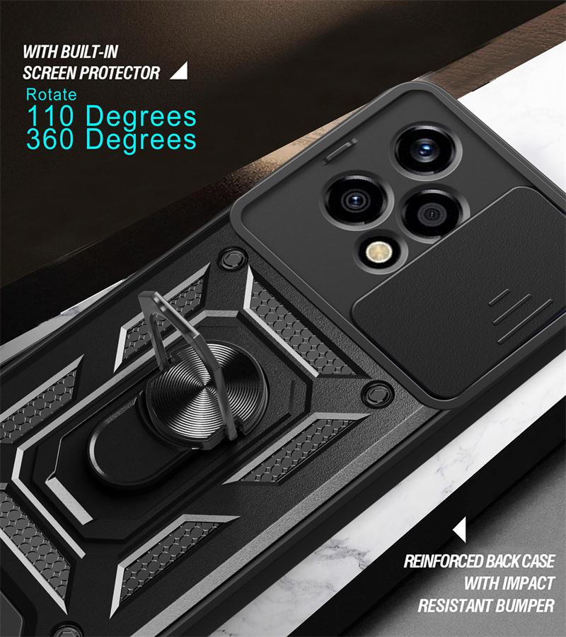 Armor Funda For Honor 200Lite Case Shockproof Armor Slide Camera Protect Phone Case For Honor 200 Lite 5G Ring Stand Back Cover