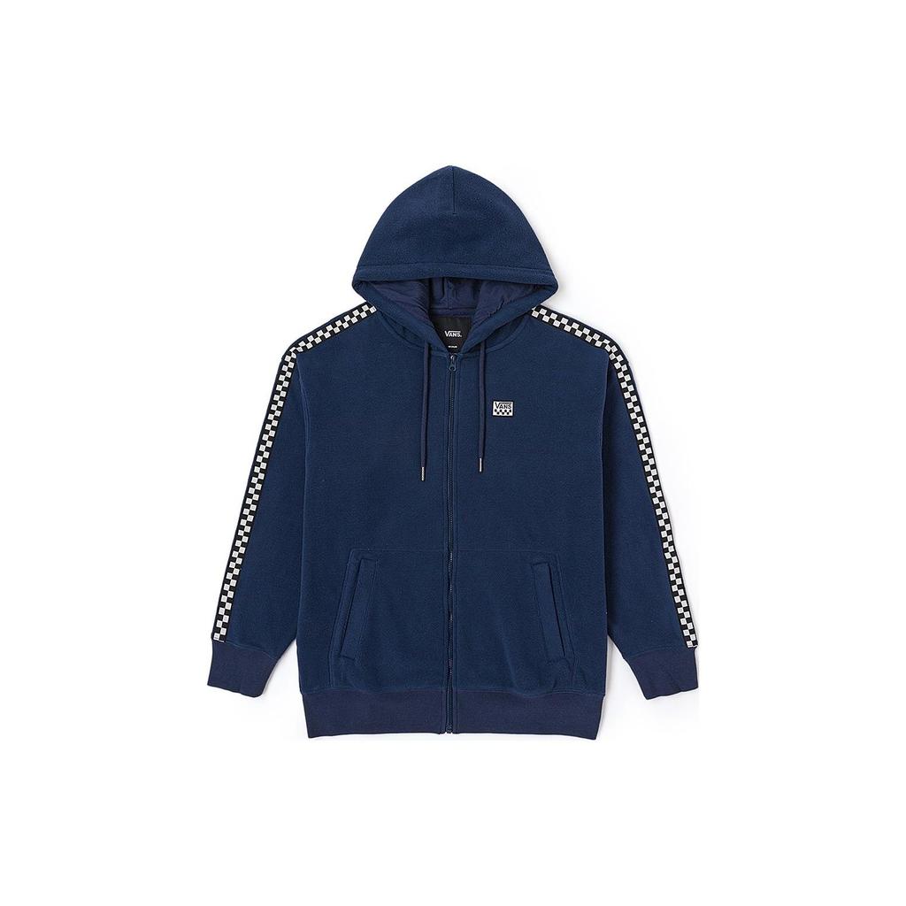 Vans Plaid Color Block Zip Up Hoodie Men hoodies Dark-Blue VN000FCSLKZ