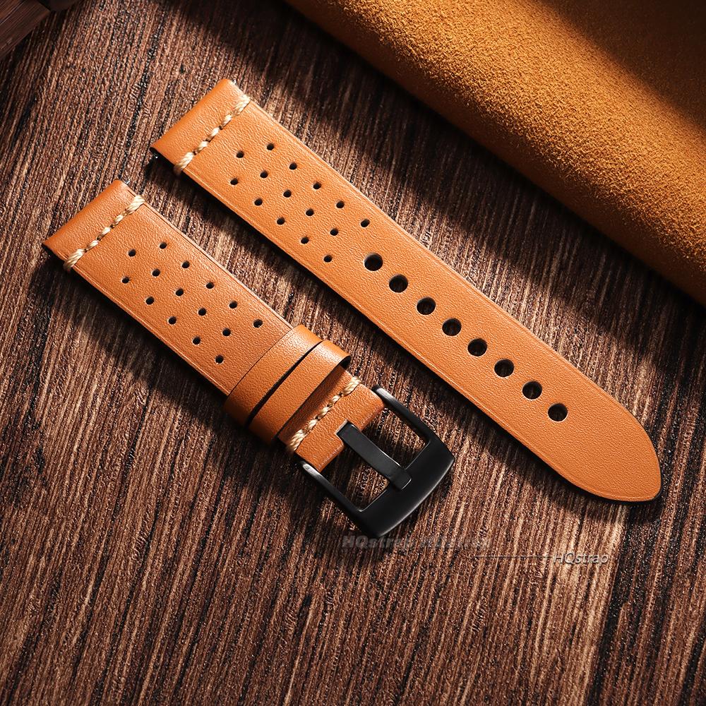 

Handmade Breathable Leather Watch Band Bracelet 20mm 22mm Cowhide Vintage Watchband for Samsung Galaxy Watch Quick Release Strap 20mm