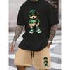 2026 Zomer Casual Korte Mouw Modieus Ademend Sport Set Losse Pasvorm Sneldrogend Heren Korte Mouw Hip-Hop Beer Print Set