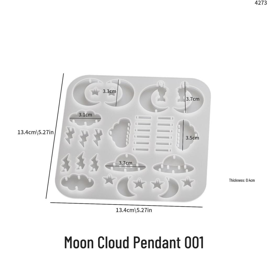 Poppy DIY Epoxy Resin Mold for Umbrella, Moon, Clouds, Planet, and Lightning Pendants Earrings
