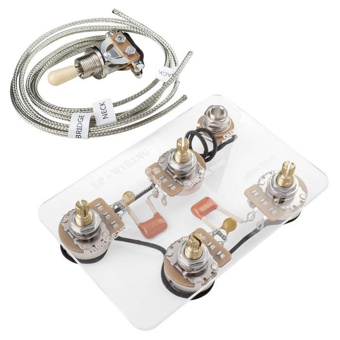 Musiclily Pro LP Standard 60s PLUS Treble Bleed Wiring Harness for Les Paul Electric Guitar, Nickel Switch