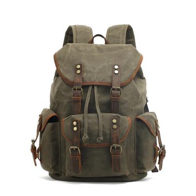 Rucksack Herren- und Damenrucksäcke Outdoor-Sport-Reisetasche Gewachste Leinwand Wasserdichte Reise-Computertasche