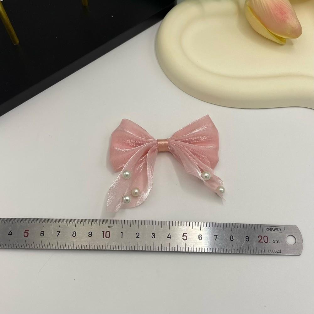 10pcs 10pcs Bow Appliques Pearl Beaded DIY Patches Hair Accessories Ornament Beaded Design Satin Tulle Beaded Bow Patches