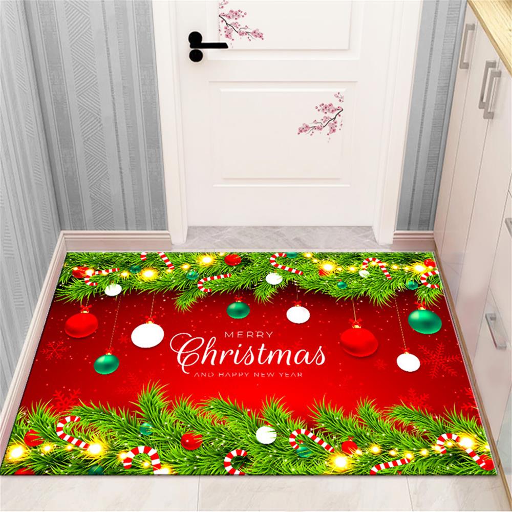 Merry Christmas and New Year Home Decoration Entrance Door Mat Balcony Corridor Living Room Bedroom Bathroom Anti-Slip Floor Mat