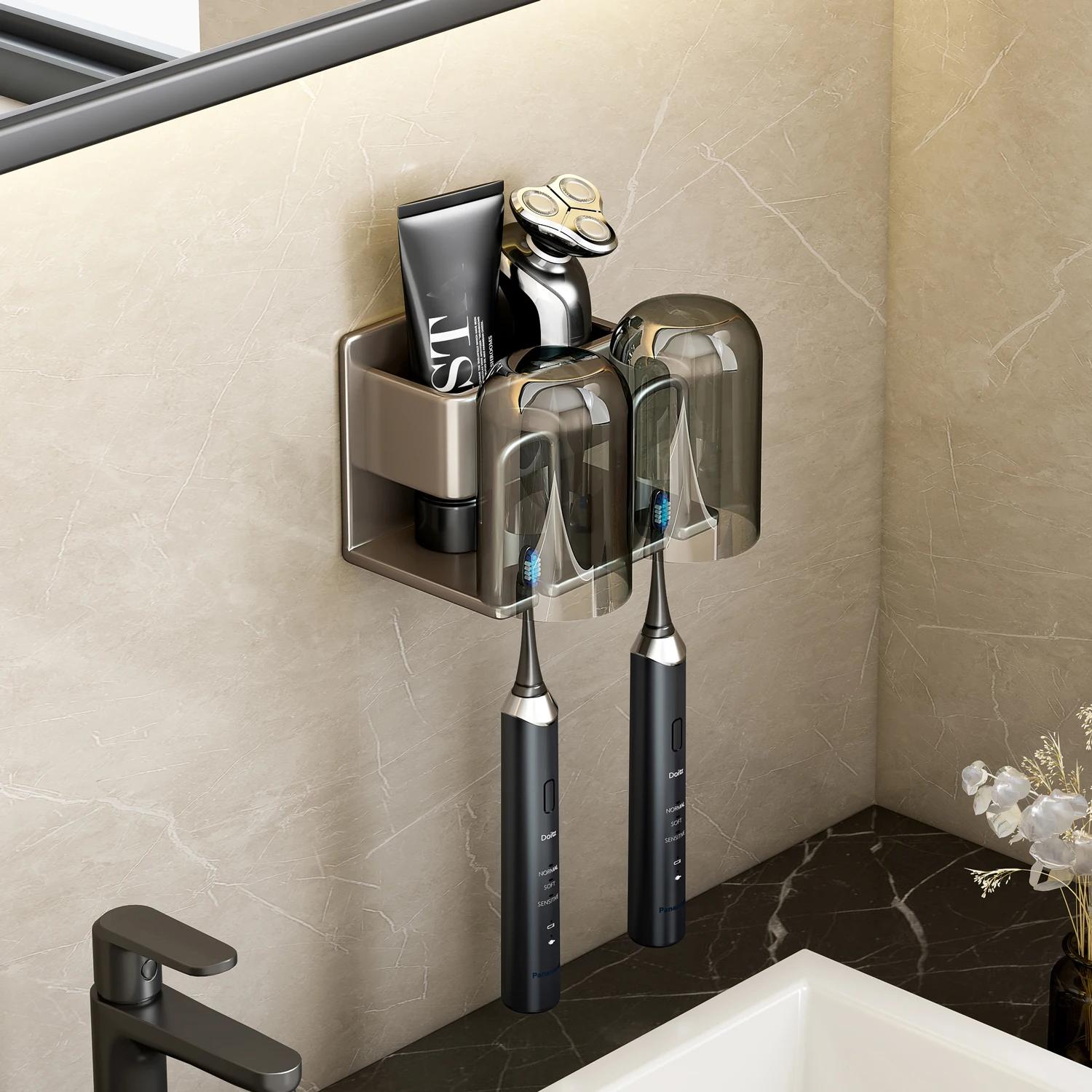 

Алюминиевый настенный держатель для электрической зубной щетки без дырокола, крючок для хранения стаканчиков зубной пасты, органайзер для аксессуаров для ванной комнаты