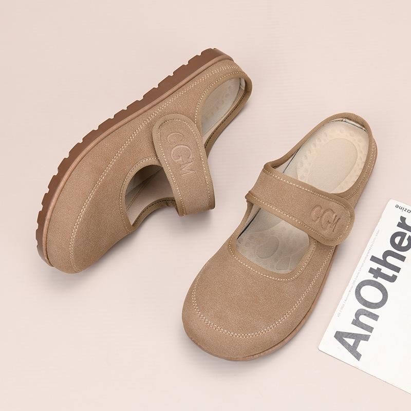 Xiaoxiangfeng Round Head Flat-bottomed Casual Single Shoes Women's 2025 New Summer Mother Shoes Soft-soled Breathable Half-pack Slippers Women