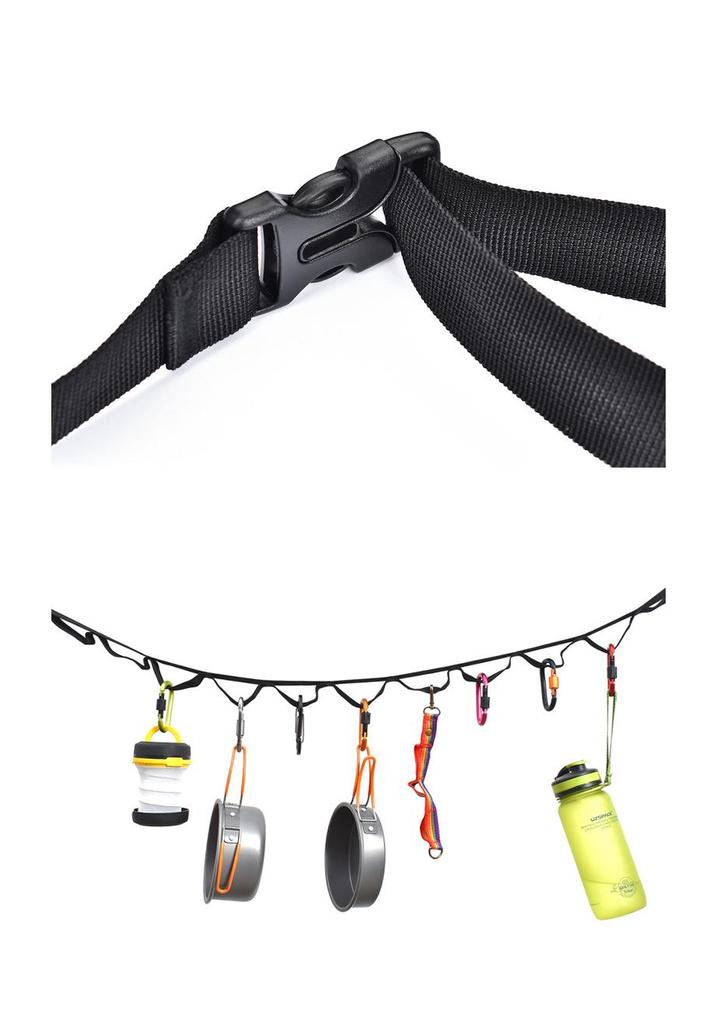 Hot-Selling Outdoor Tent Storage Lanyard: 19-Loop Camping Clothesline Tie Strap