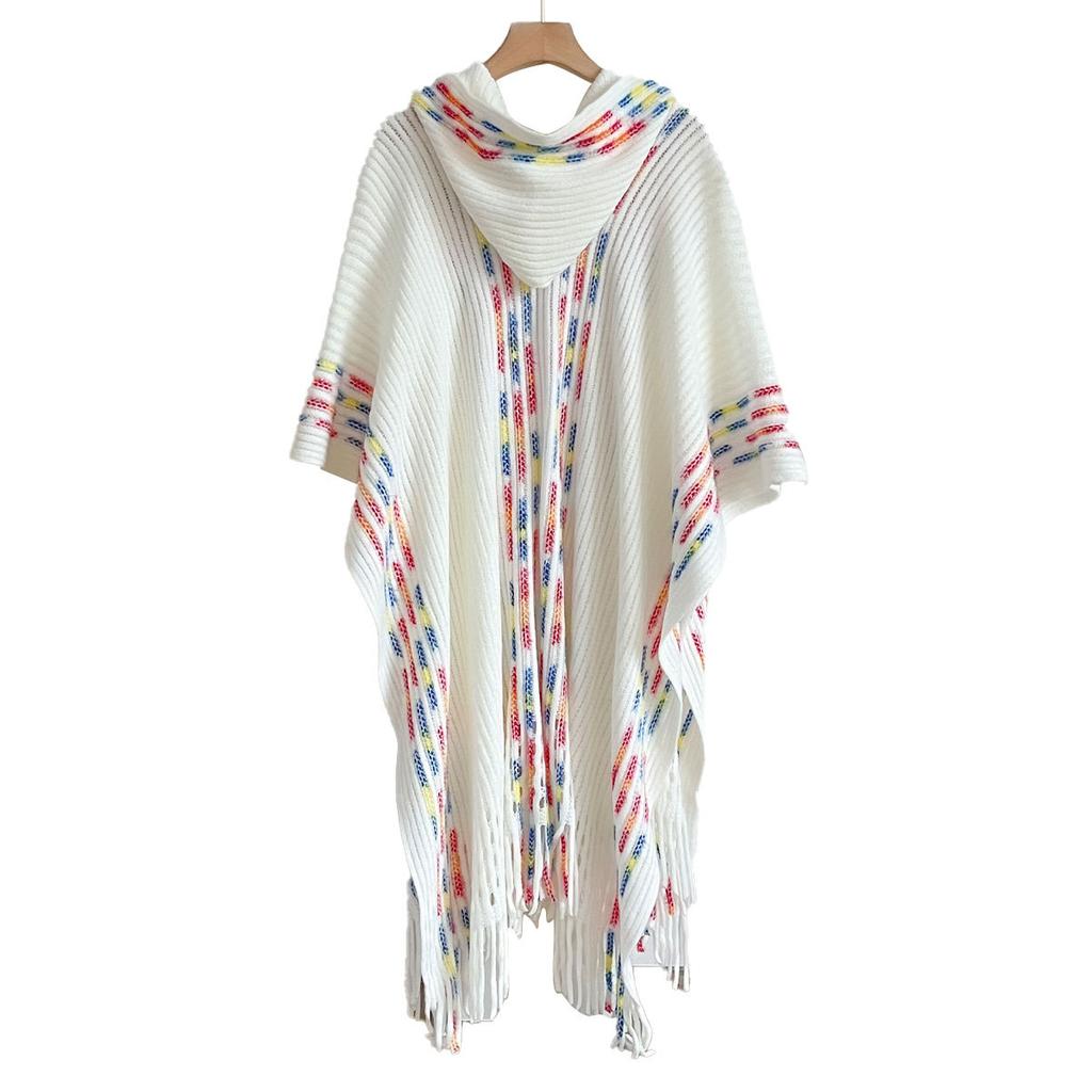 Ethnic style hooded shawl women's new pullover cloak air-conditioned room shawl fashion versatile Yunnan