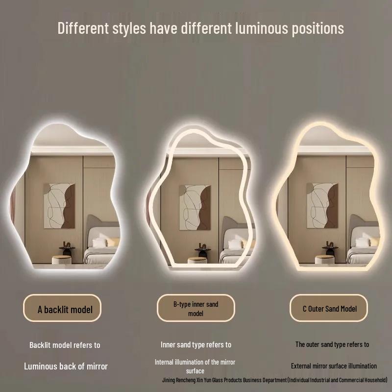 Irregular Shape LED Vanity Mirror: Wall-Mounted, Luminous, Smart Cloud Bedroom Makeup Mirror with Lights