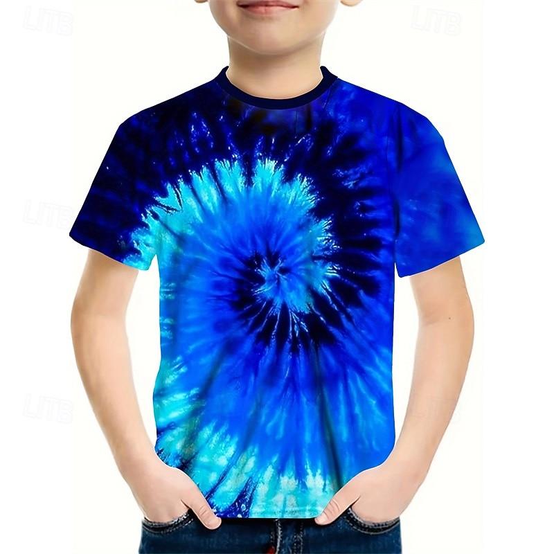 

Boys 3D Graphic Tie Dye T shirt Tee Short Sleeve Summer Spring Fashion Basic Kids 4-12 Years Crew Neck Outdoor Casual Daily Regular Fit 110cm