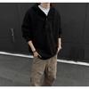 Men's Winter Heavyweight Hooded Knit Sweater - Solid Color Button Cardigan, Relaxed Fit, Urban Style.