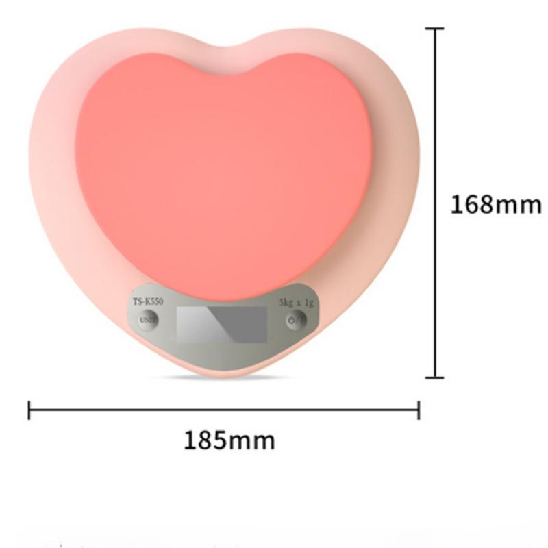 Multi-Function Kitchen Baking Scale Pink Heart-shaped Portable High-Precision Digital Scale 5kg/1g LCD Electronic Scale