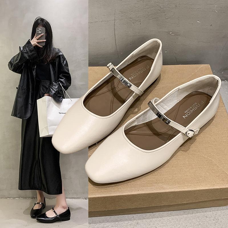 Mary Jane Single Shoes Thick Heel Shoes Elegant Classic Retro Square Toe Comfortable Soft Shallow Cut Low Heel Women's Shoes