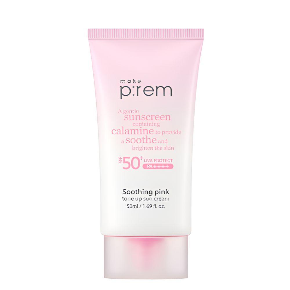 MAKE P:REM Soothing Pink Tone-Up Sunscreen SPF50+ PA++++ Brightening Sun Cream 50ml