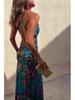 2023 European & American Sexy Print Spaghetti Strap Vacation Dress for Women