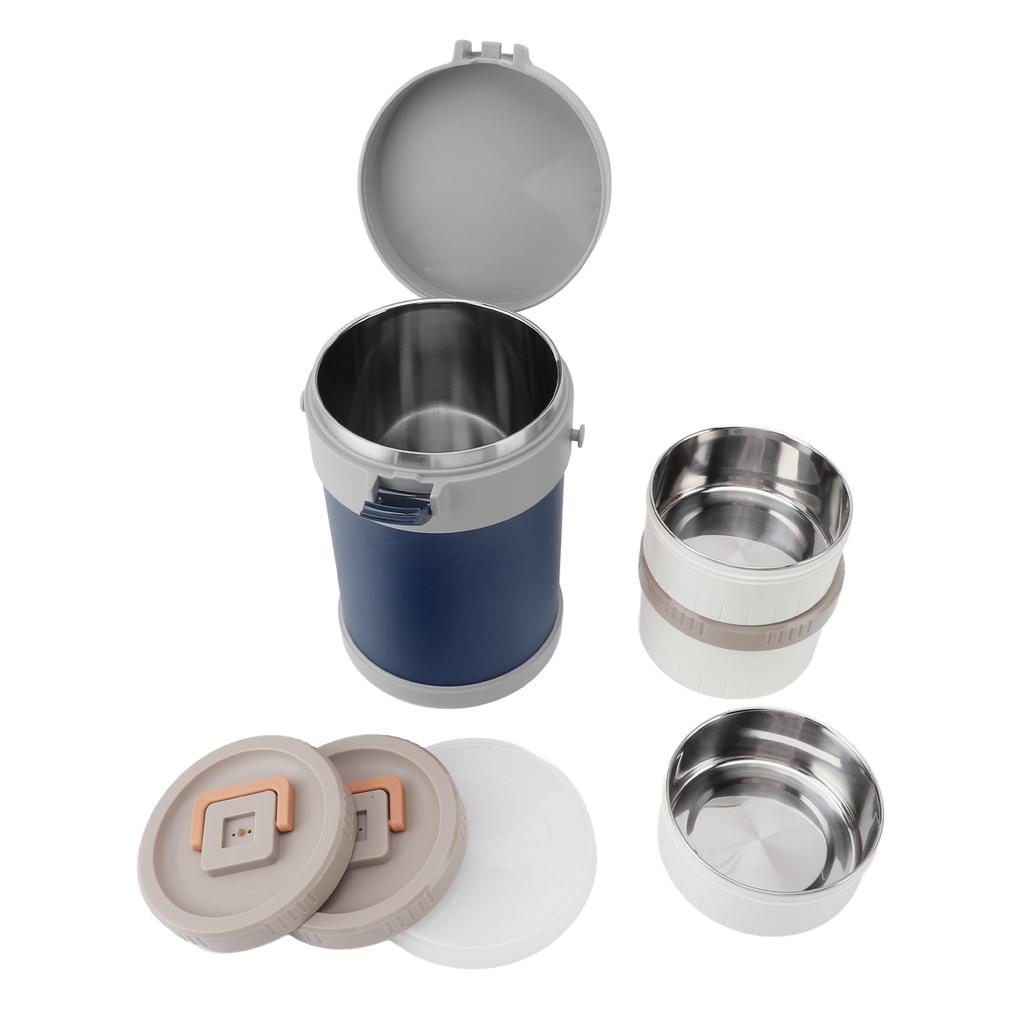 Recipient izolat pentru alimente 2L 3 nivele, sigur pentru microunde, oțel inoxidabil 304, cutie de prânz cu vid cu umăr