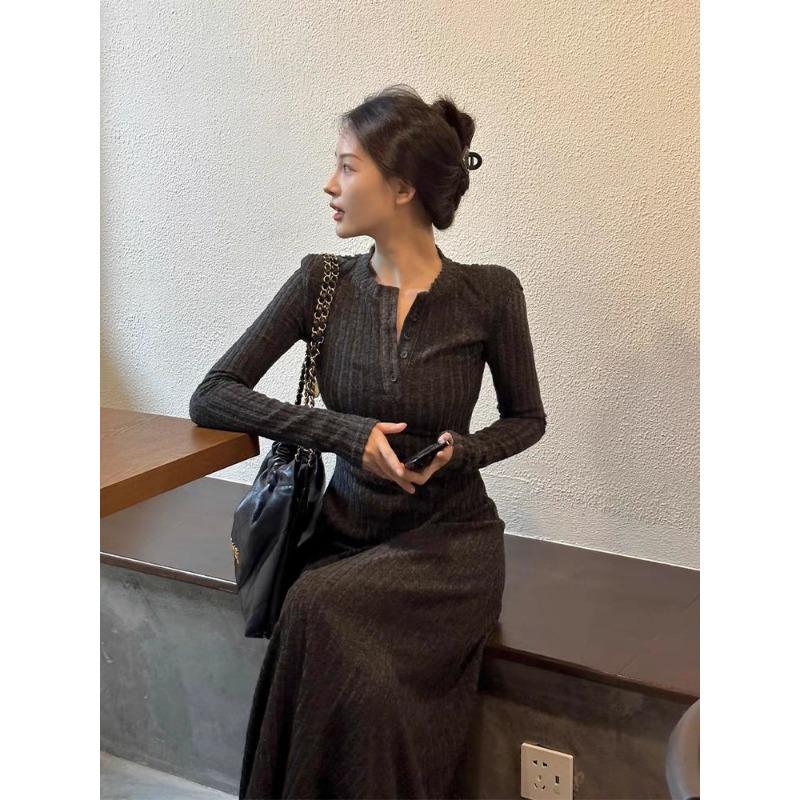 

Temperament Celebrity High-end Muse Fan High-end Textured Gray Knitted Dress Children Autumn and Winter S серый