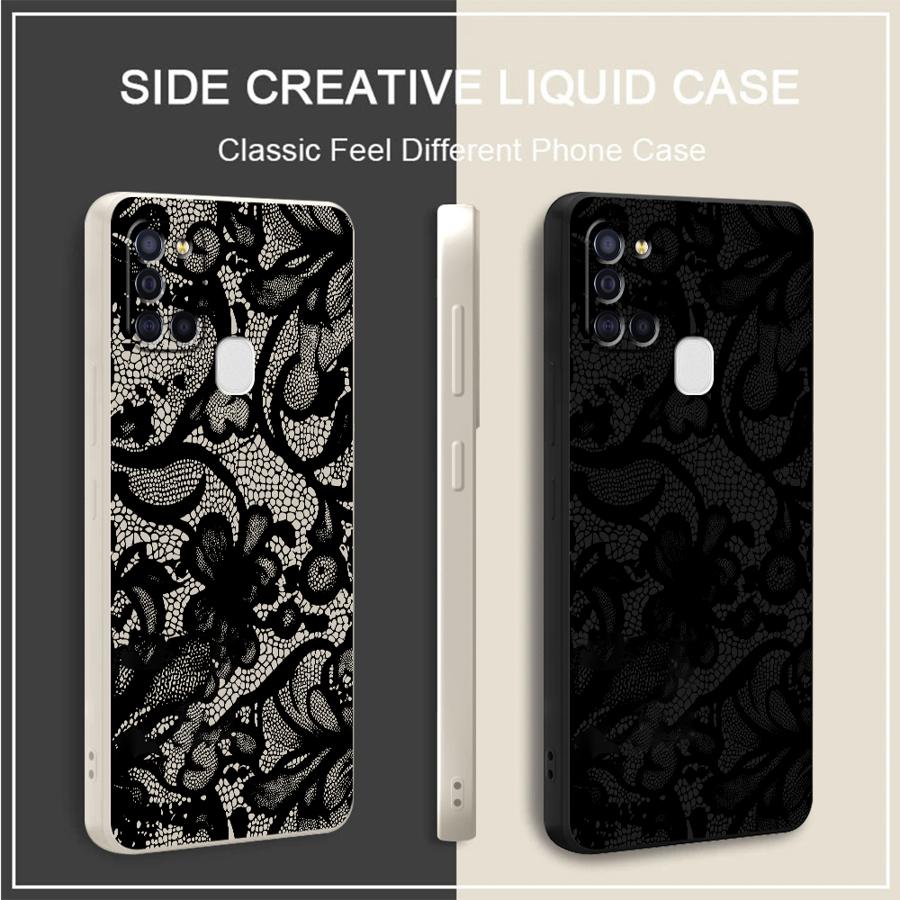 Phone Cover Case for Samsung Galaxy A22 A52 A34 A51 A13 A14 A15 A35 A11 A12 A24 A16 A36 A26 Black Lace Fashion