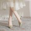 White Nude Not Tired Feet Thin Heels High Heels 2025 New Spring and Summer Temperament Pointed Small Patent Leather Single Shoes Apricot
