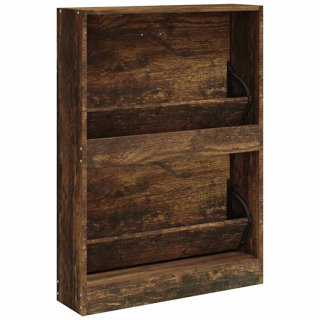 Shoe Cabinet Smoked Oak Finish 59 x 17 x 81 cm Engineered Wood