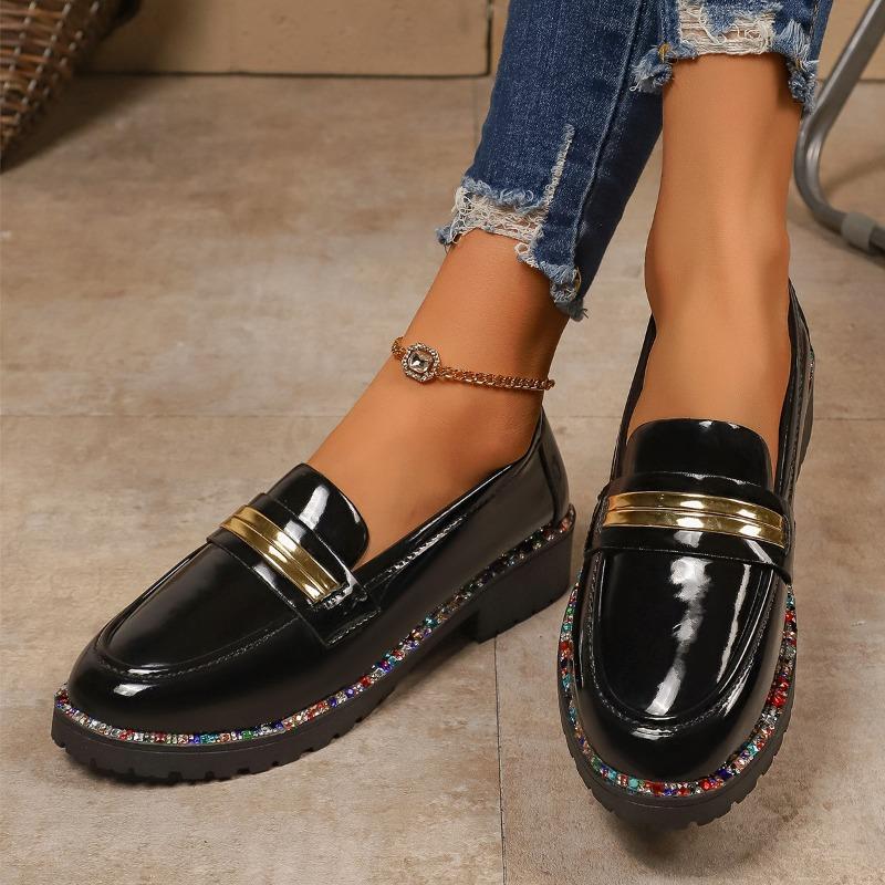 Women's Spring/Autumn Loafers - New Style Round-Toe British-Style Chunky Sole Height-Enhancing Slip-On College Shoes