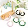 European and American exaggerated fashion handmade rice bead circle earrings colorful simple color matching hand-woven earrings