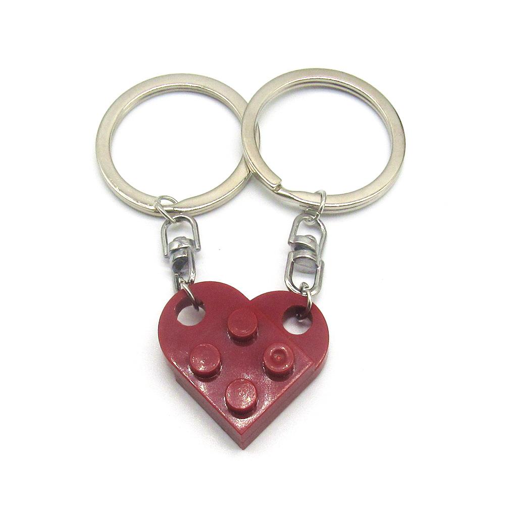 LEGO Heart Puzzle Keychain: European & American Style Building Block for Couples