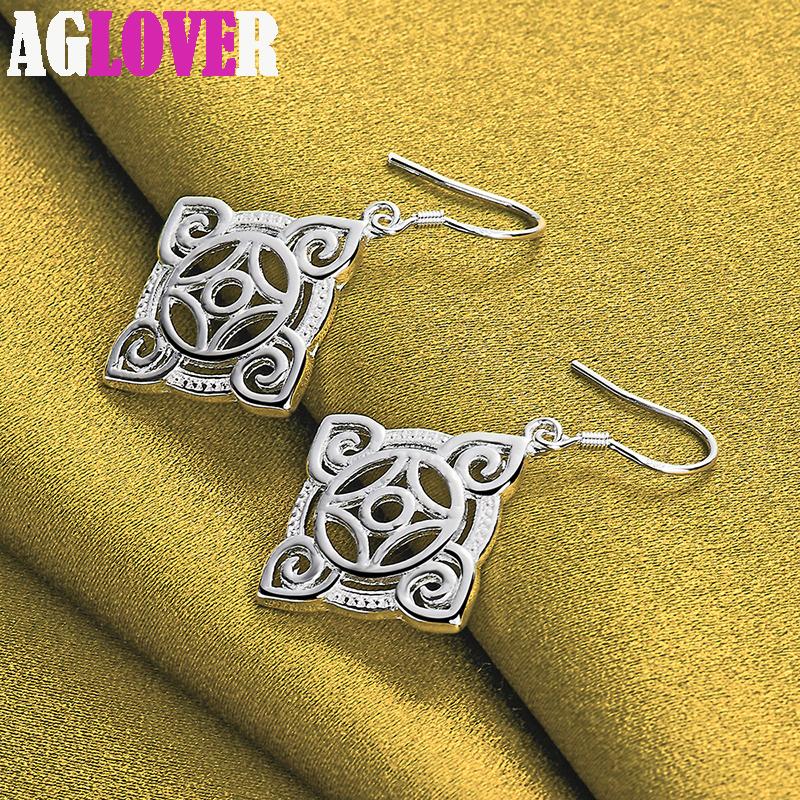 925 Sterling Silver Geometric Pattern Drop Earring Jewelry