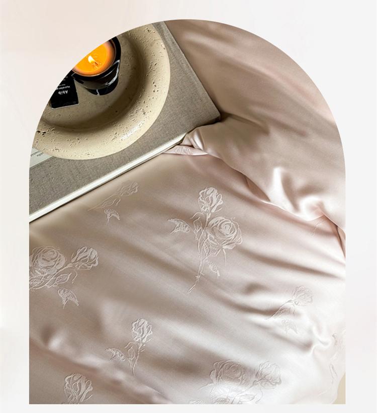Light Luxury 60 Orchid Essence Tencel Jacquard Lyocell Four Piece Set [Xianbenna/White Tea]