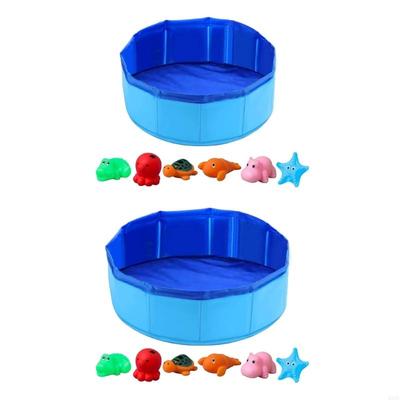 Foldable Pet Pool Foldable Water Basin Includes 6 Toy For Dog Cats Travel Use HX6C