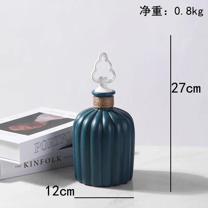High-end Vertical Pattern Ceramic Storage Jar Art Flower Arrangement Candy Tea Pot Dining Table Vase Home Decor
