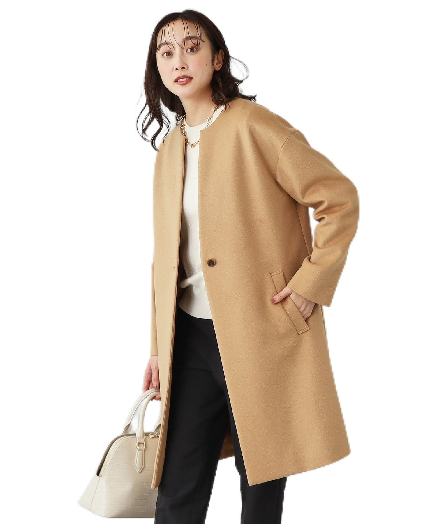 

Пальто жіноче без коміра з кашемірової суміші, колір верблюжий, розмір 02, 15391004, Японія, (042), (М),