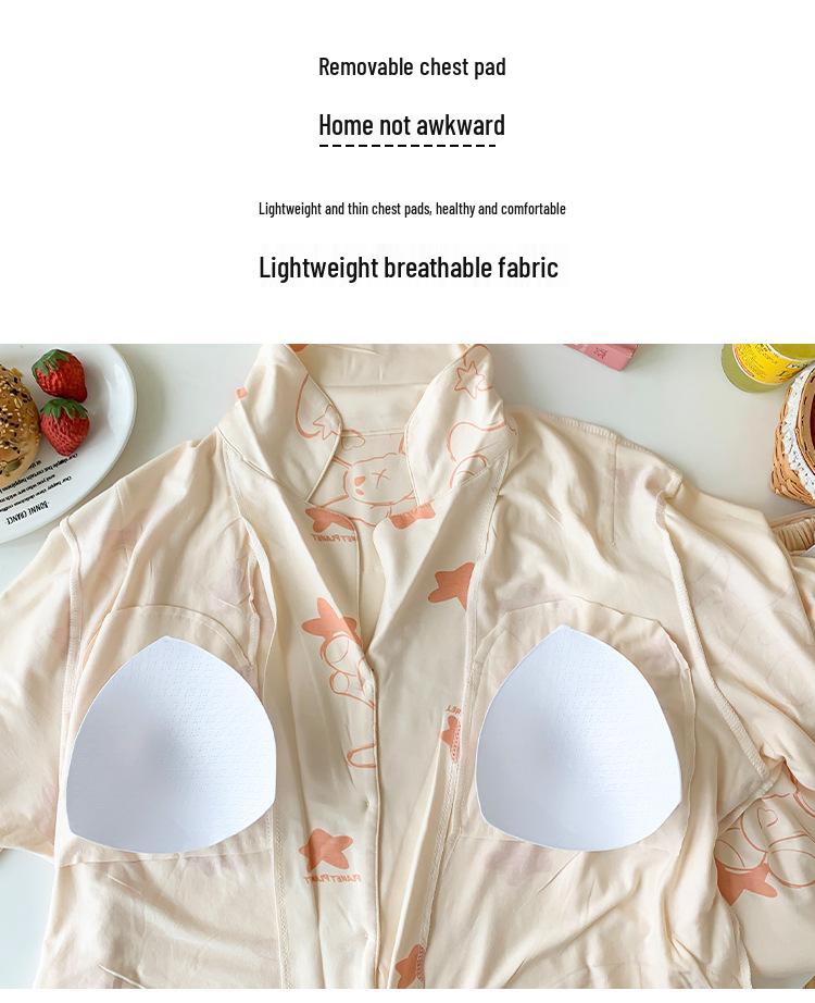 Plus Size Modal Cotton Maternity Pajamas - Short & Long Sleeve with Breast Pads for Nursing Moms