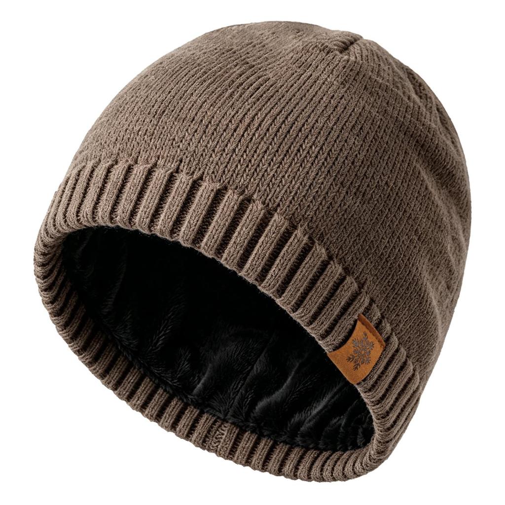 Men's Double-Layer Knitted Wool Hat for Autumn/Winter - Velvet Lined for Warmth and Cold Protection