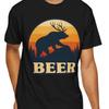 Bier Bär Retro Sonnenuntergang Elch Silhouette T-Shirt Lustiges freches Design Vintage Leicht Stilvolle Designer Kleidung