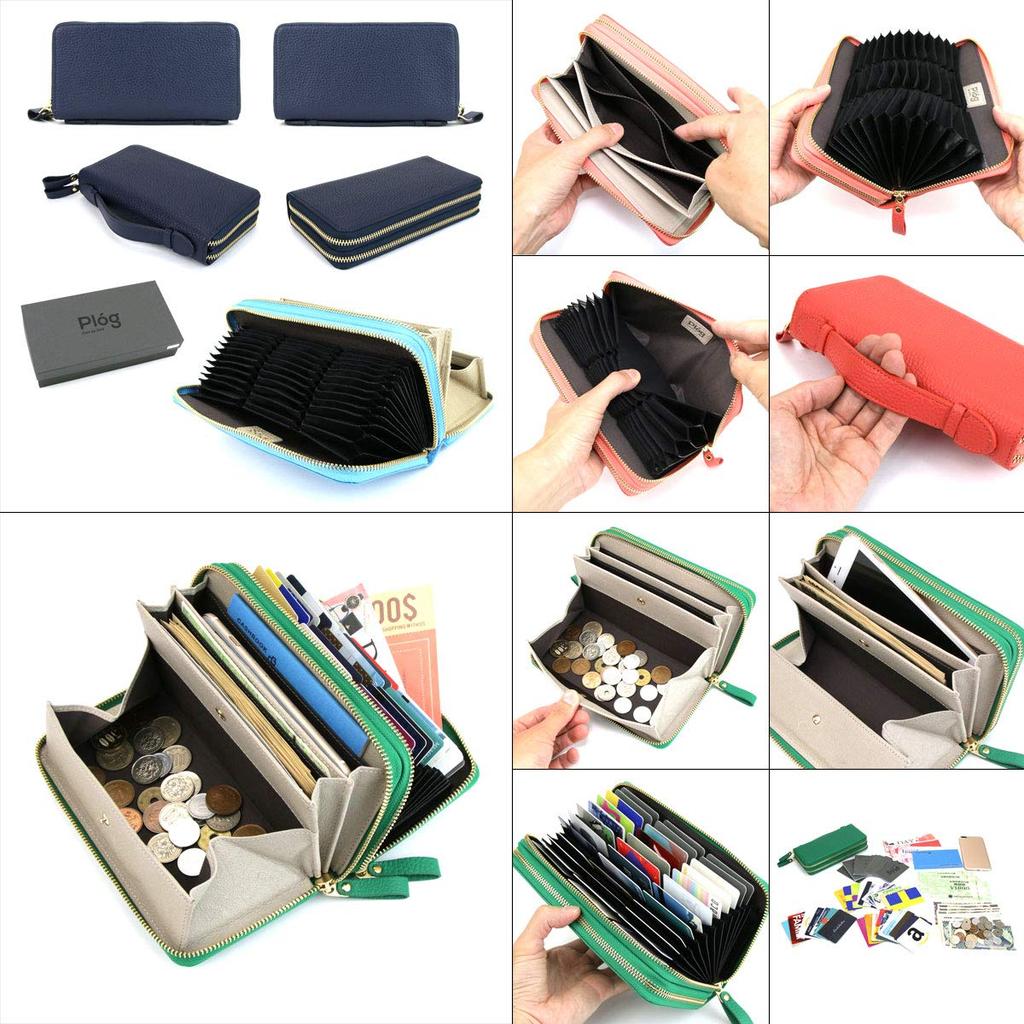 [PROG] Long Wallet with Round Zipper, Accordion Wallet, Garcon, Holds 39 Cards, Shrink Leather, Genuine Italian Leather, MJ6145